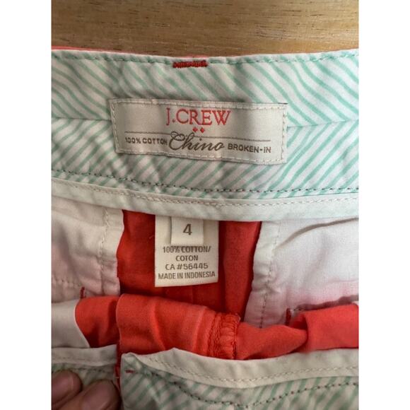 J Crew Broken In 100% Cotton Coral Chino Shorts Women’s Sz 4, Flat Front Beachy - Picture 7 of 9
